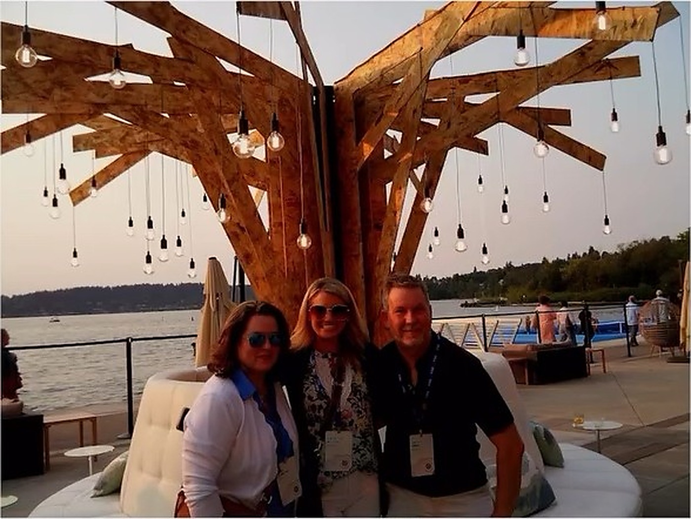 The timber tree sculpture on the Camp Buck waterfront